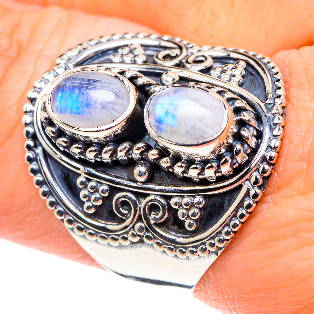 Rainbow Moonstone Rings handcrafted by Ana Silver Co - RING93796