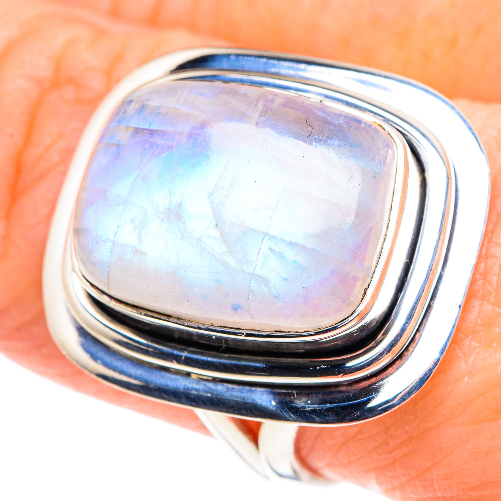 Rainbow Moonstone Rings handcrafted by Ana Silver Co - RING93798