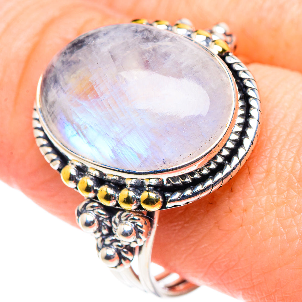 Rainbow Moonstone Rings handcrafted by Ana Silver Co - RING93799