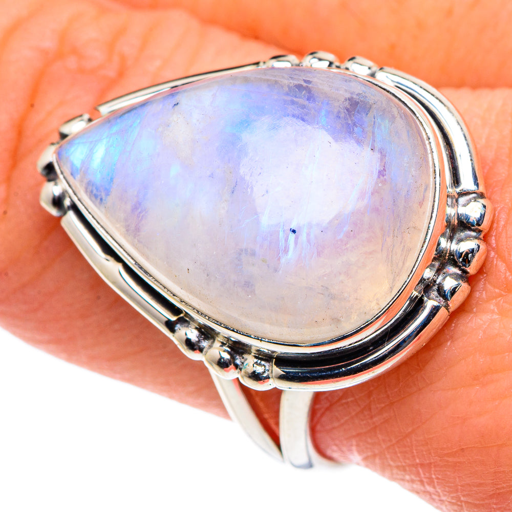 Rainbow Moonstone Rings handcrafted by Ana Silver Co - RING93800