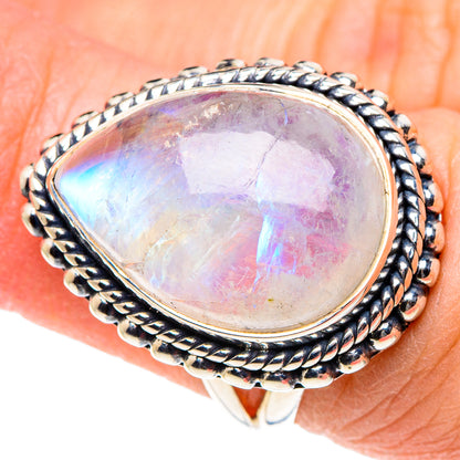 Rainbow Moonstone Rings handcrafted by Ana Silver Co - RING93816