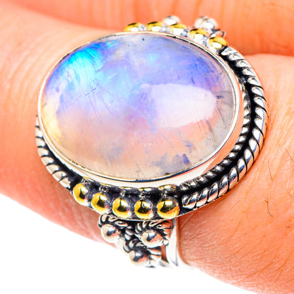 Rainbow Moonstone Rings handcrafted by Ana Silver Co - RING93819