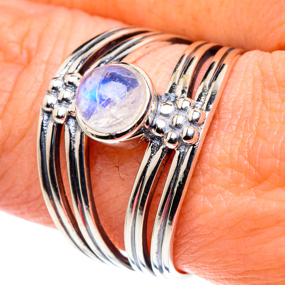 Rainbow Moonstone Rings handcrafted by Ana Silver Co - RING93820