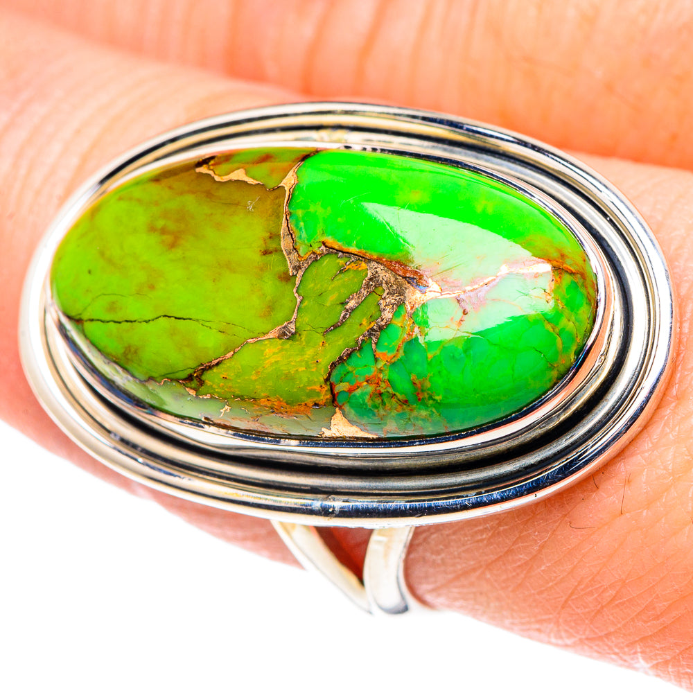 Green Copper Composite Turquoise Rings handcrafted by Ana Silver Co - RING93839
