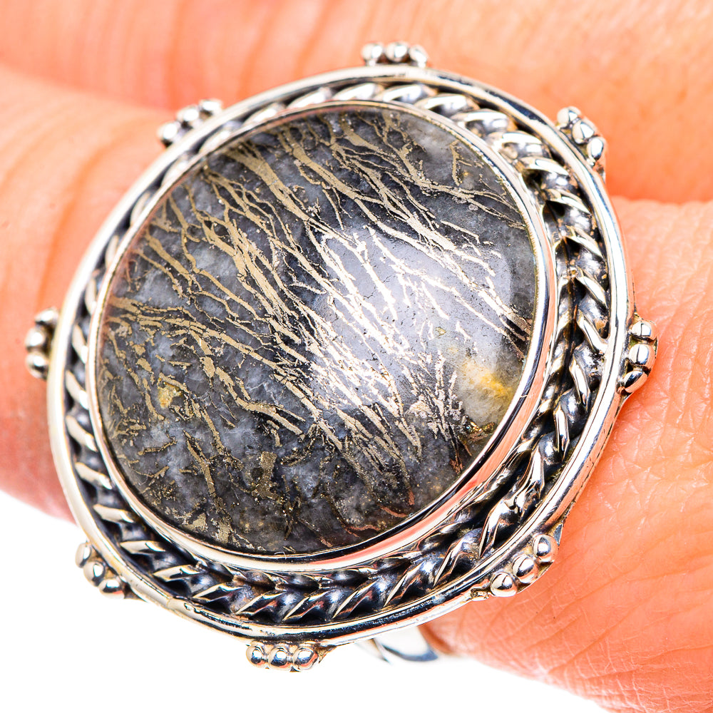 Pyrite Agate Rings handcrafted by Ana Silver Co - RING93857