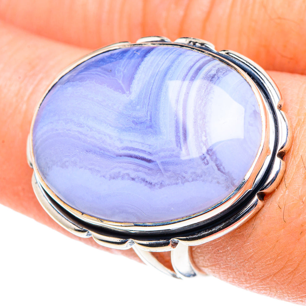 Blue Lace Agate Rings handcrafted by Ana Silver Co - RING93864