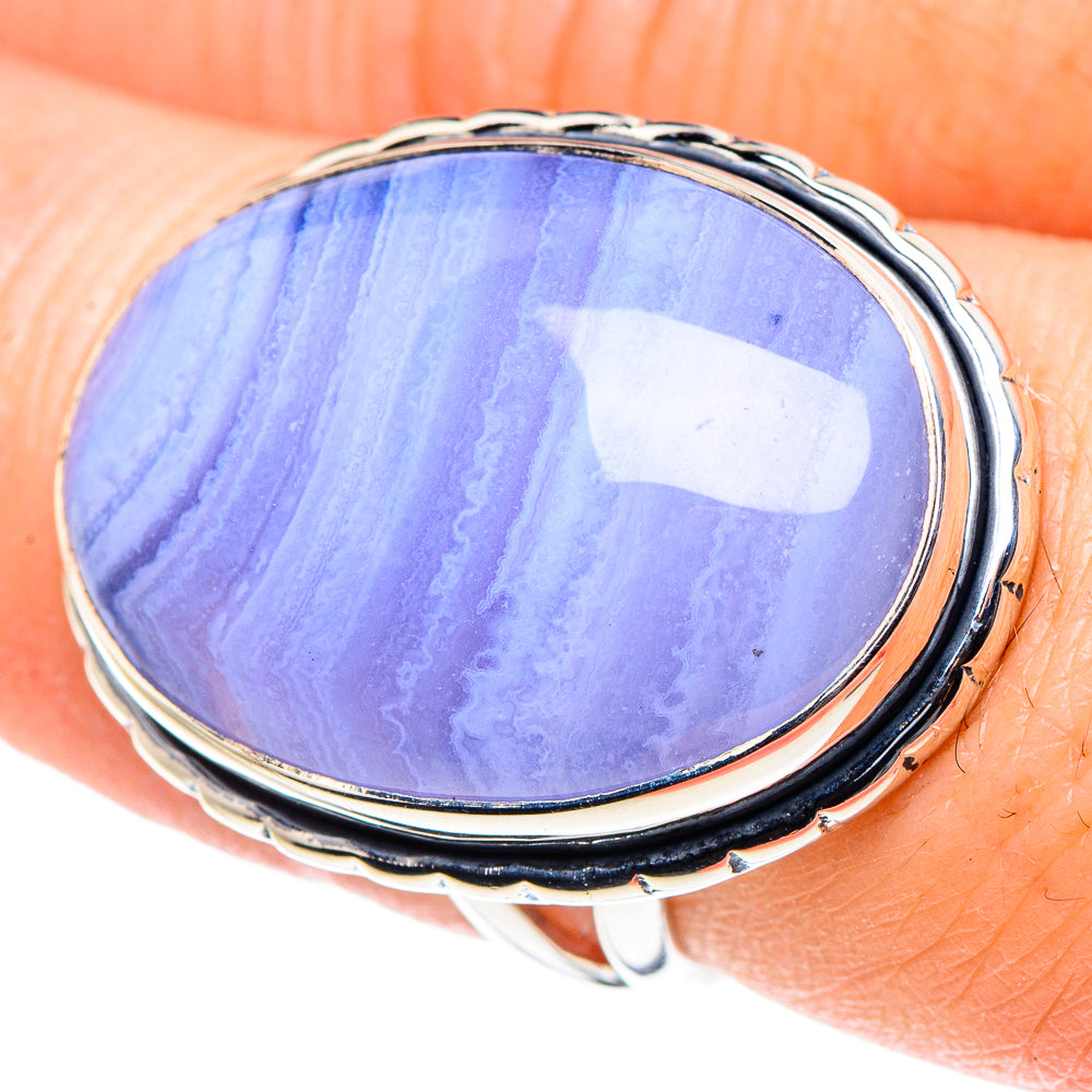 Blue Lace Agate Rings handcrafted by Ana Silver Co - RING93902