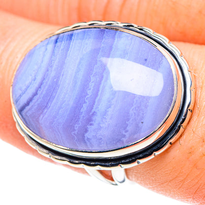 Blue Lace Agate Rings handcrafted by Ana Silver Co - RING93902