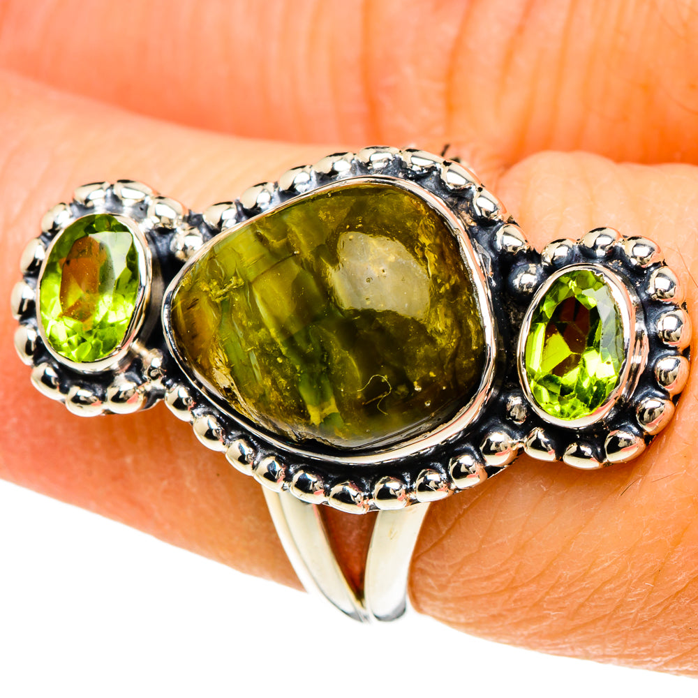 African Green Opal Rings handcrafted by Ana Silver Co - RING93937