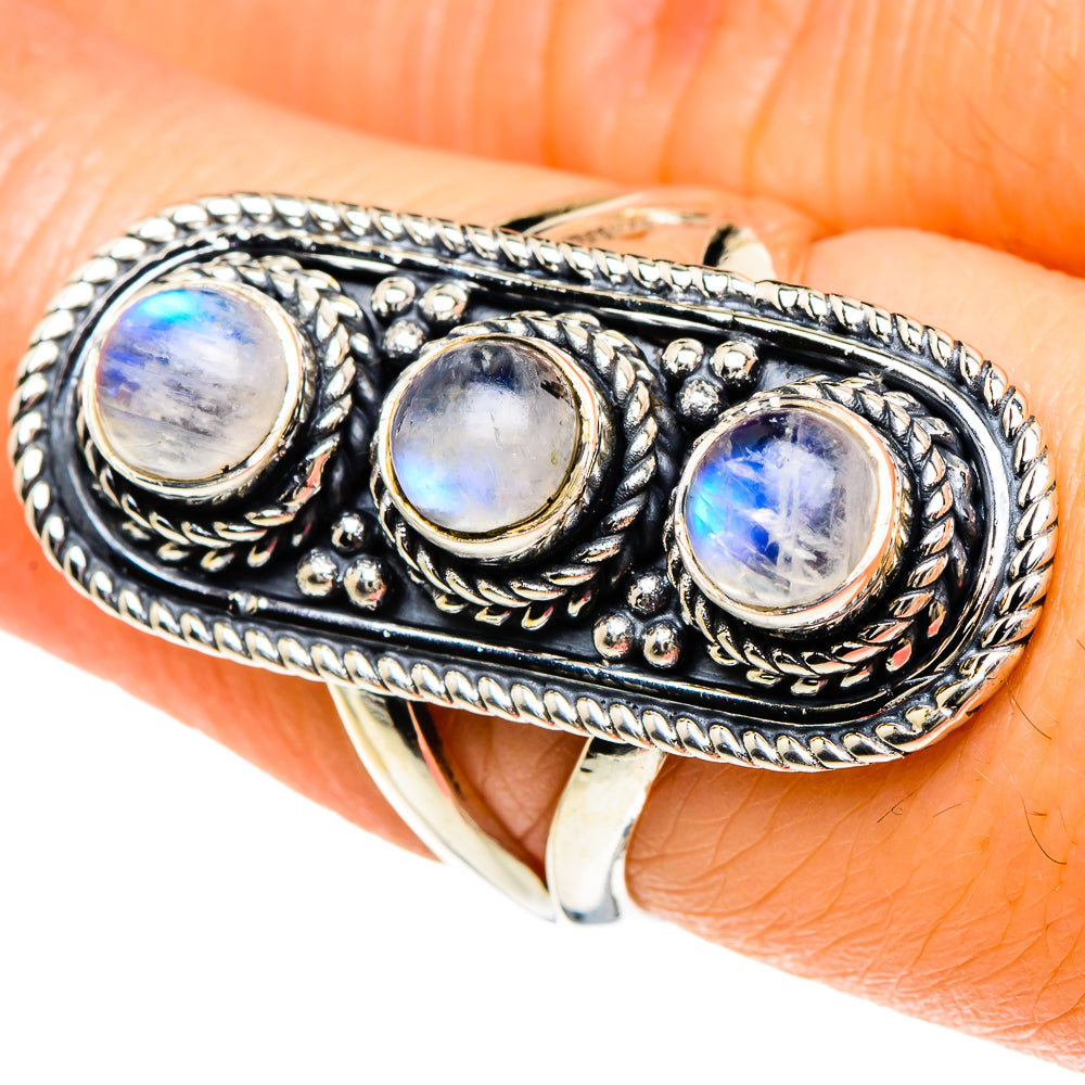 Rainbow Moonstone Rings handcrafted by Ana Silver Co - RING93952