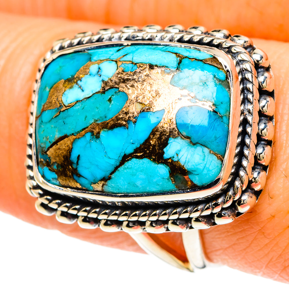 Blue Copper Composite Turquoise Rings handcrafted by Ana Silver Co - RING93961