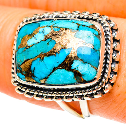 Blue Copper Composite Turquoise Rings handcrafted by Ana Silver Co - RING93961