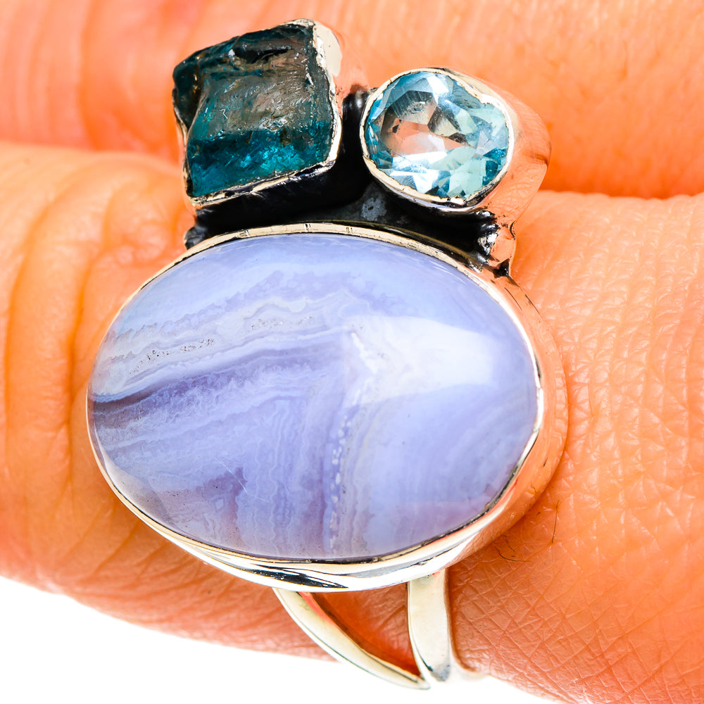 Blue Lace Agate Rings handcrafted by Ana Silver Co - RING93985