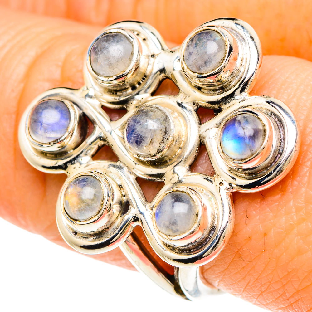 Rainbow Moonstone Rings handcrafted by Ana Silver Co - RING94000