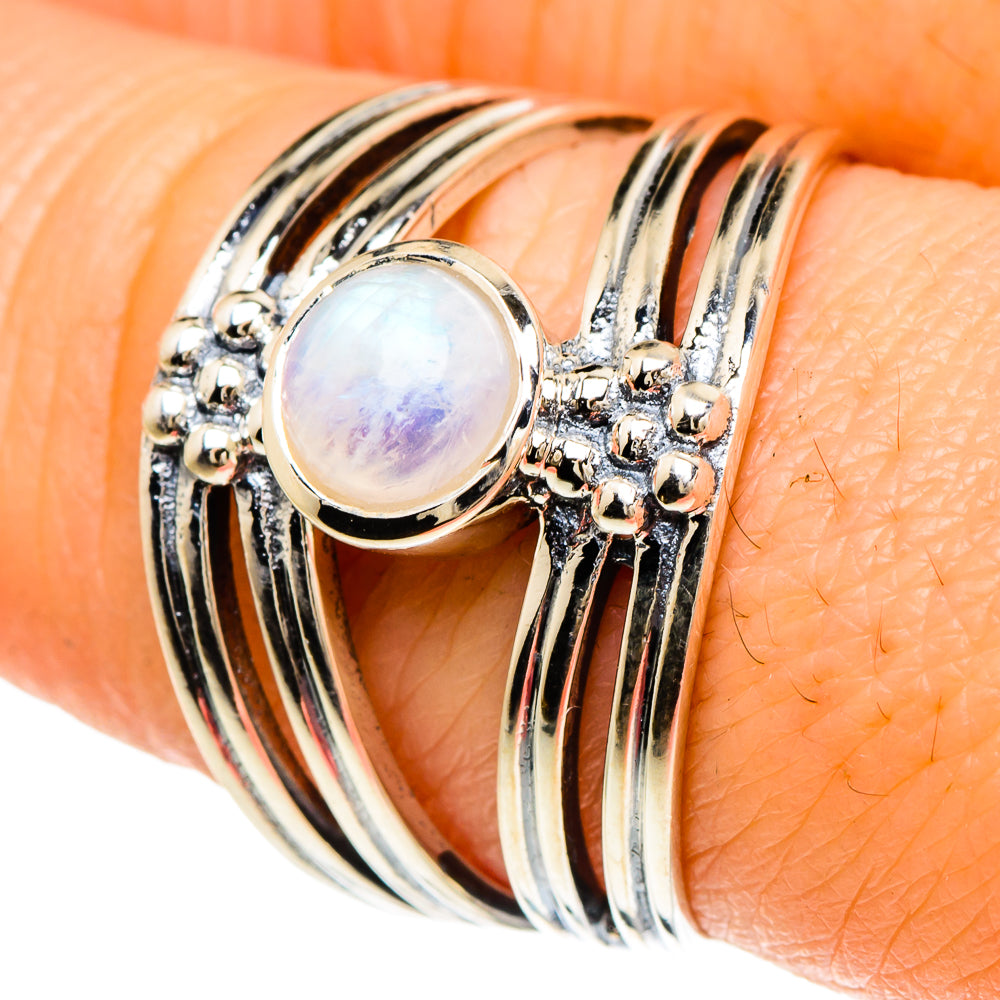 Rainbow Moonstone Rings handcrafted by Ana Silver Co - RING94001