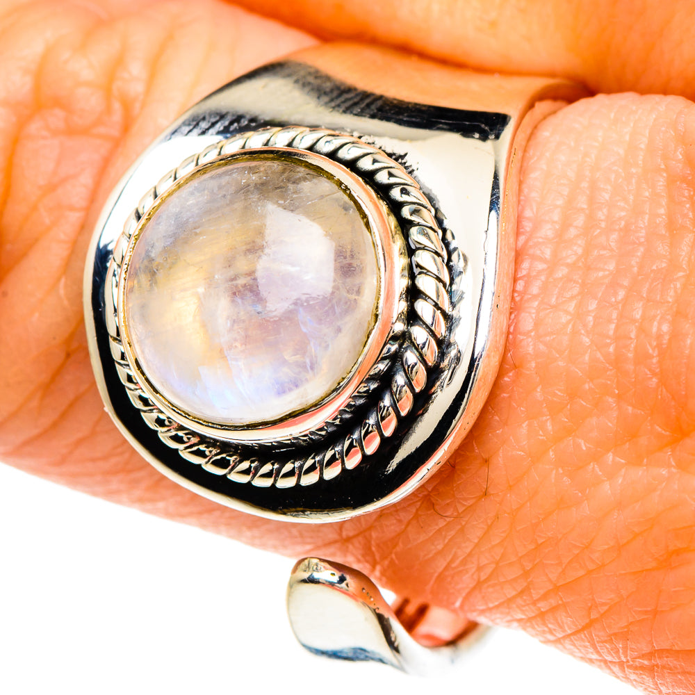 Rainbow Moonstone Rings handcrafted by Ana Silver Co - RING94019
