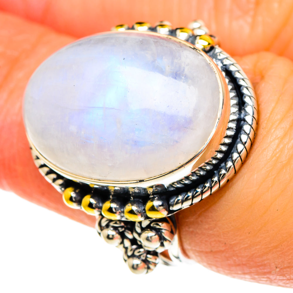 Rainbow Moonstone Rings handcrafted by Ana Silver Co - RING94020