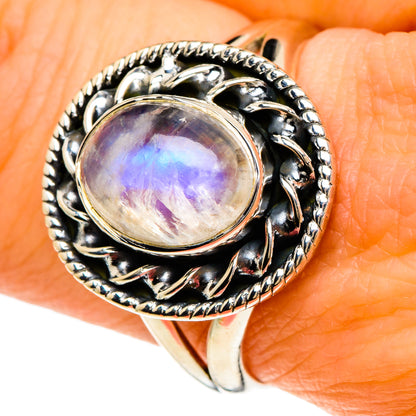 Rainbow Moonstone Rings handcrafted by Ana Silver Co - RING94033