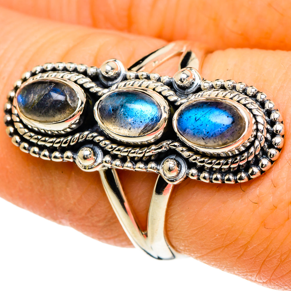 Rainbow Moonstone Rings handcrafted by Ana Silver Co - RING94036