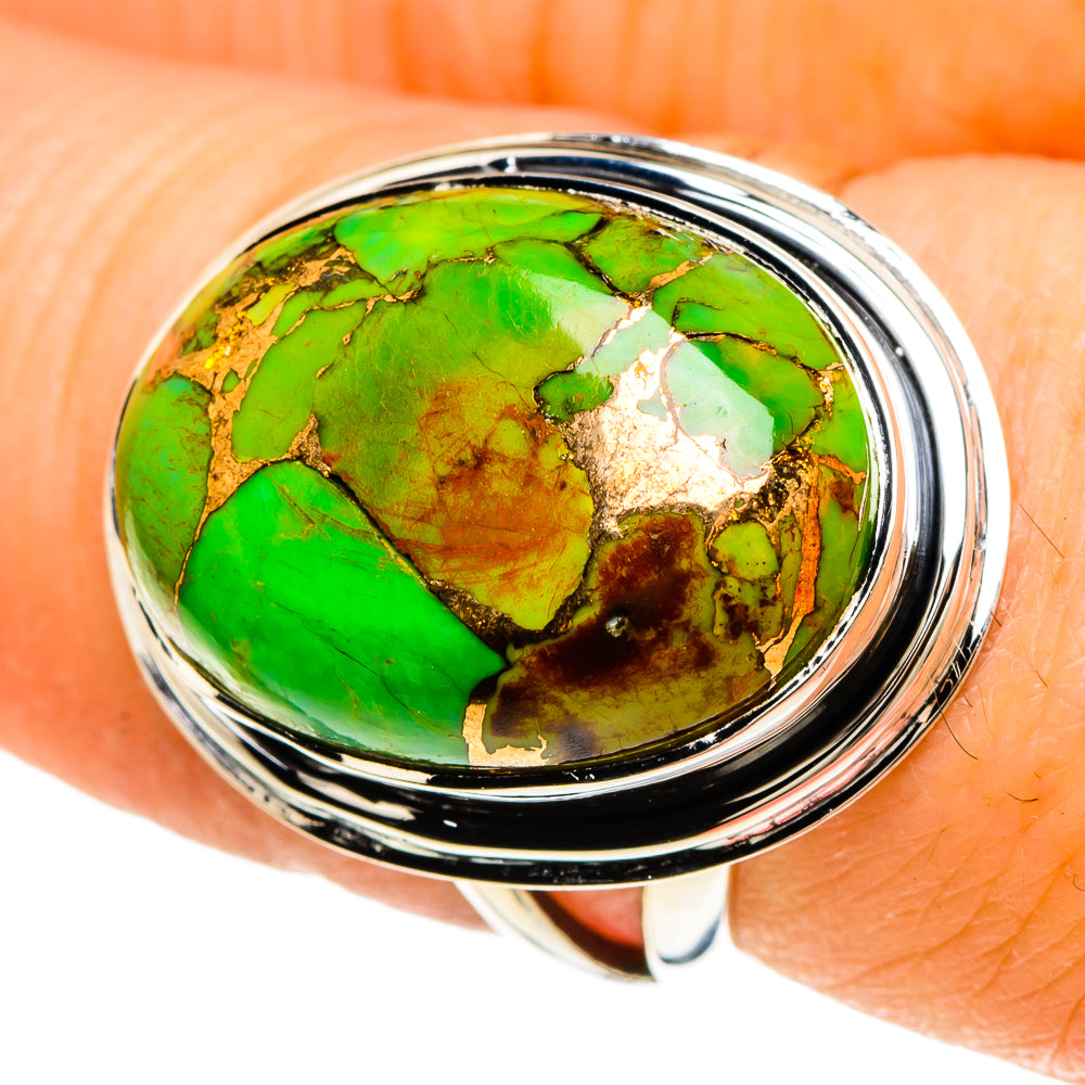 Green Copper Composite Turquoise Rings handcrafted by Ana Silver Co - RING94046