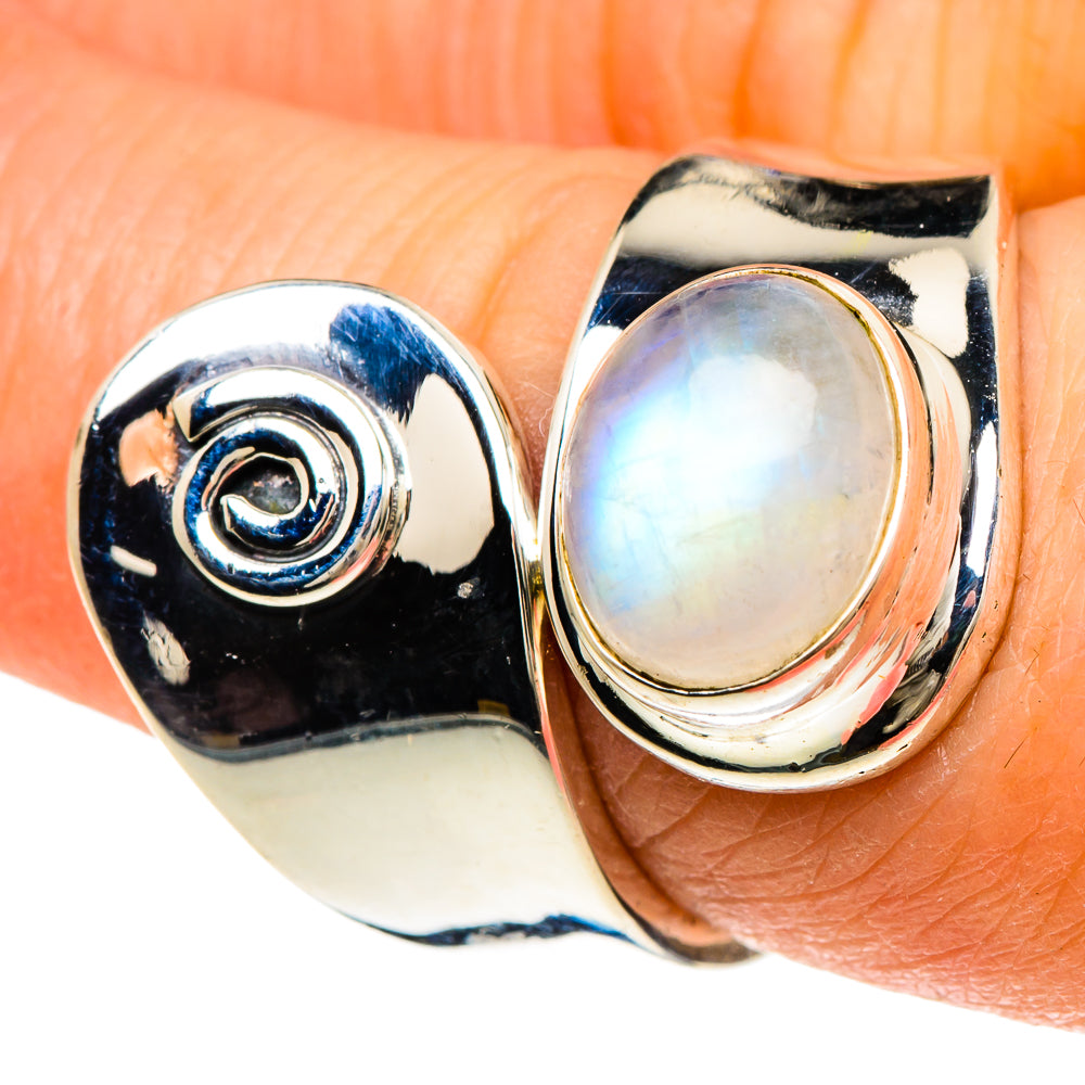 Rainbow Moonstone Rings handcrafted by Ana Silver Co - RING94050