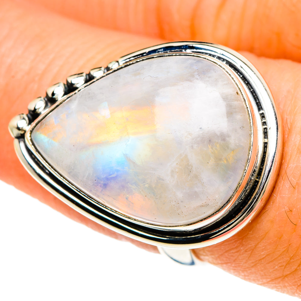 Rainbow Moonstone Rings handcrafted by Ana Silver Co - RING94052