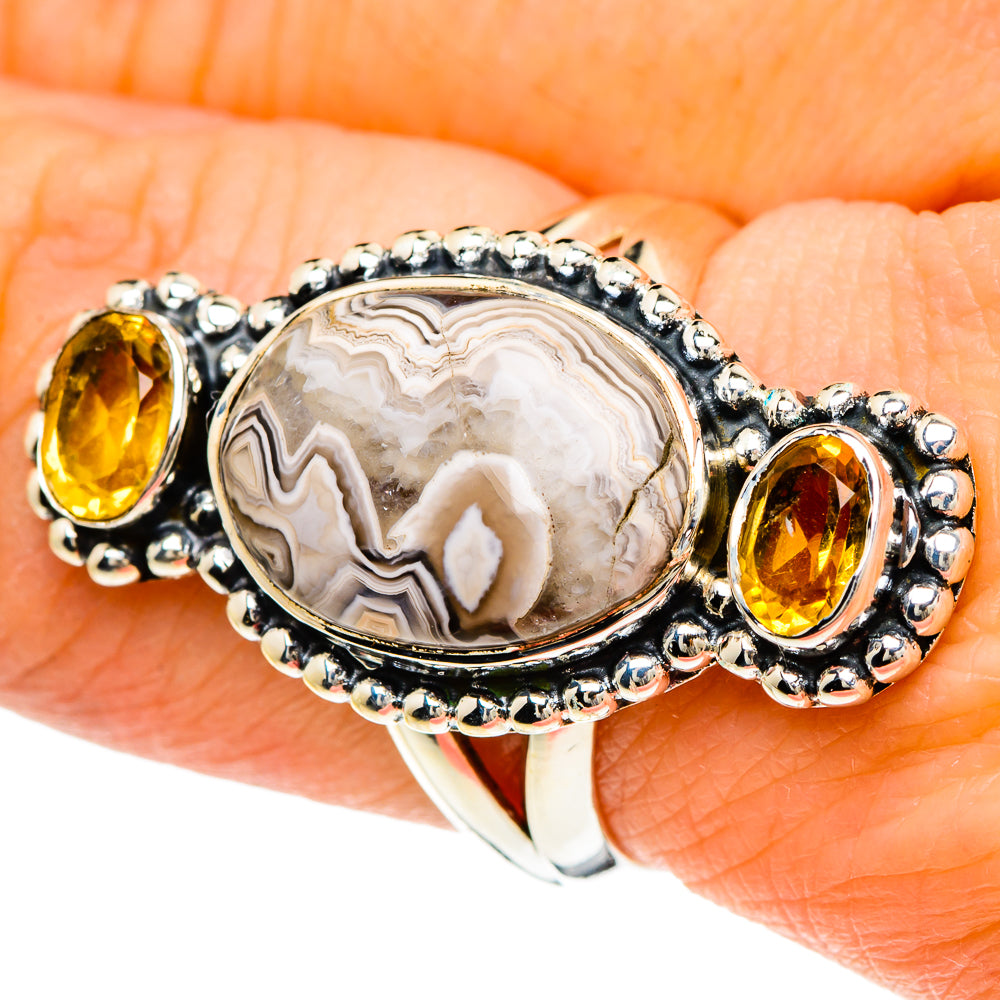 Laguna Lace Agate Rings handcrafted by Ana Silver Co - RING94053