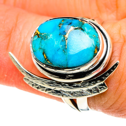Blue Copper Composite Turquoise Rings handcrafted by Ana Silver Co - RING94061