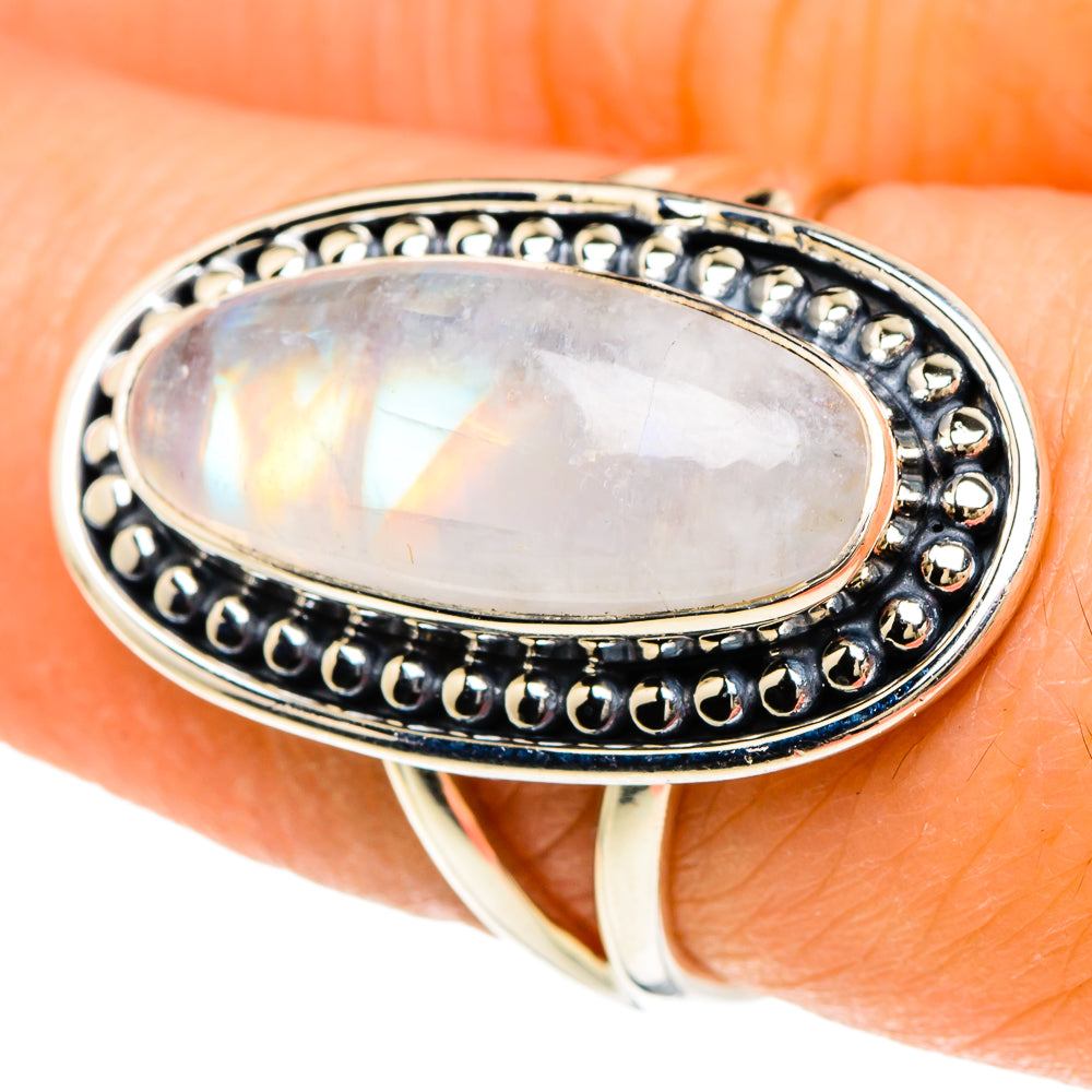 Rainbow Moonstone Rings handcrafted by Ana Silver Co - RING94072