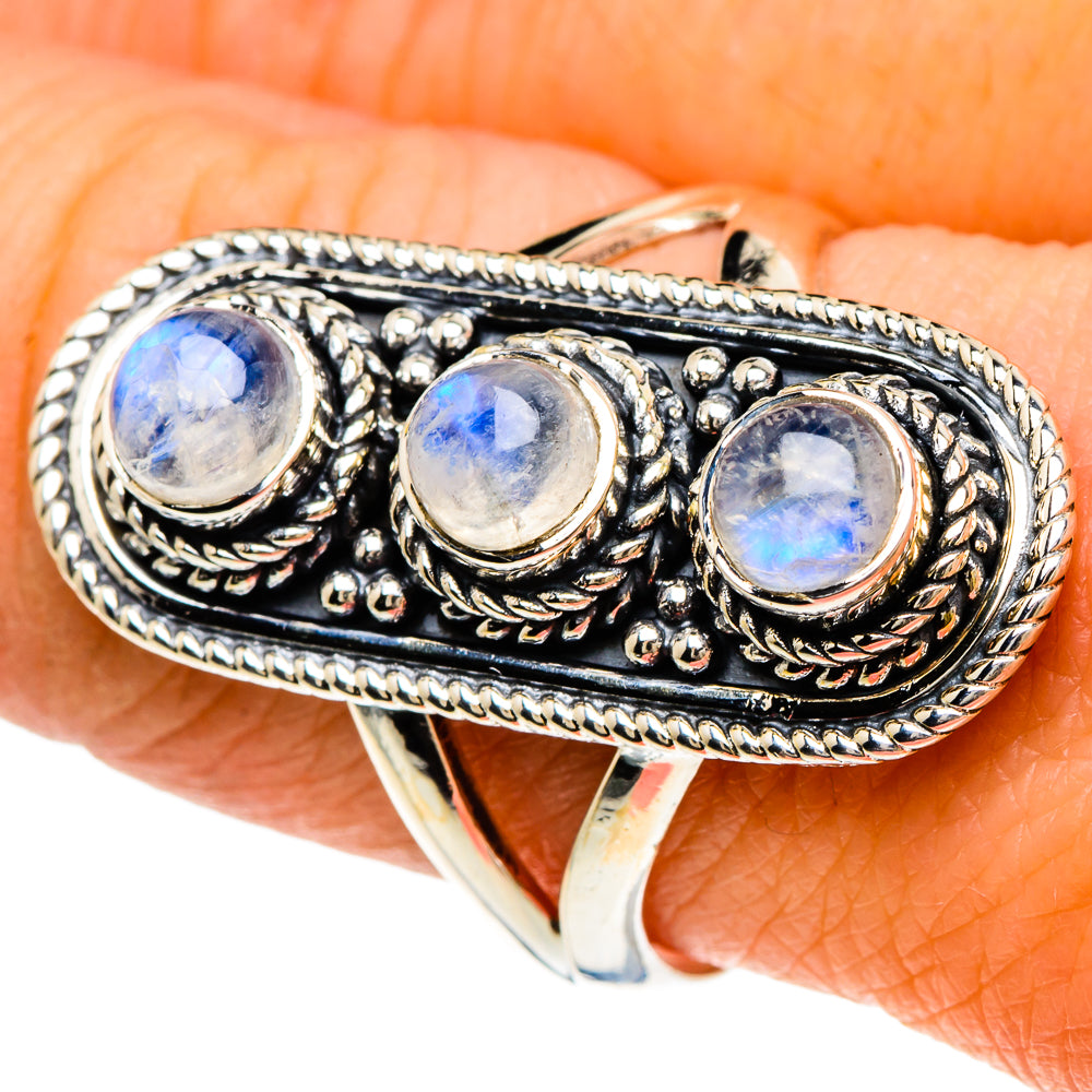 Rianbow Moonstone Rings handcrafted by Ana Silver Co - RING94073