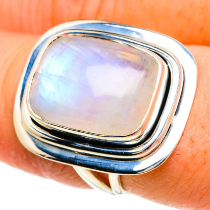 Rainbow Moonstone Rings handcrafted by Ana Silver Co - RING94075