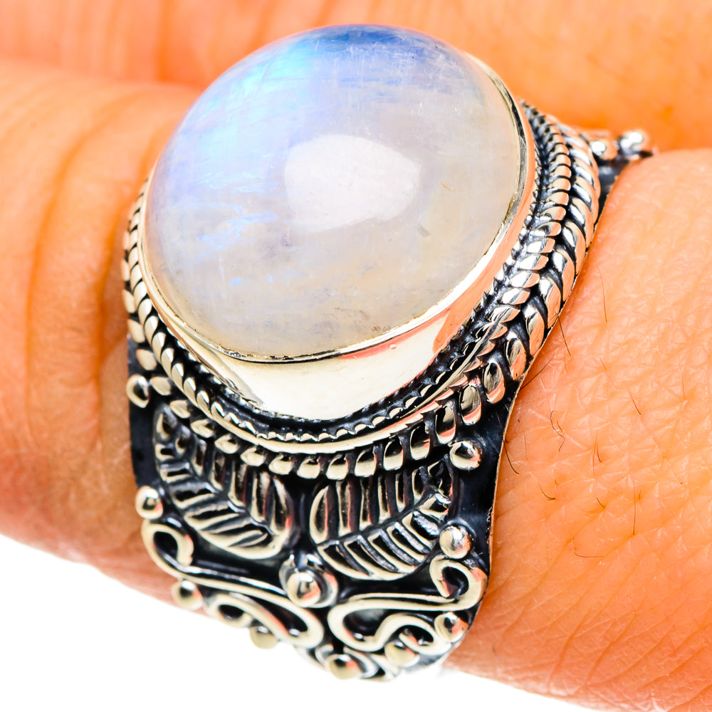 Rainbow Moonstone Rings handcrafted by Ana Silver Co - RING94094