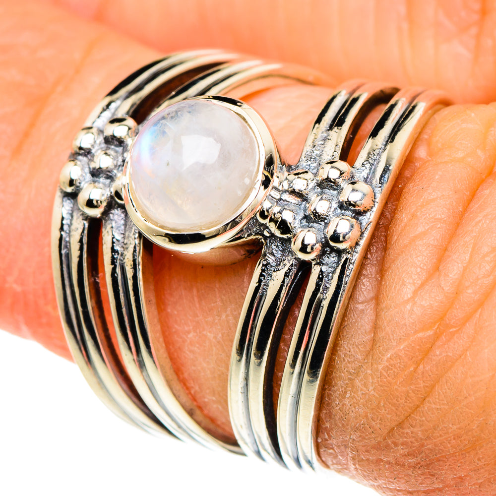 Rainbow Moonstone Rings handcrafted by Ana Silver Co - RING94095