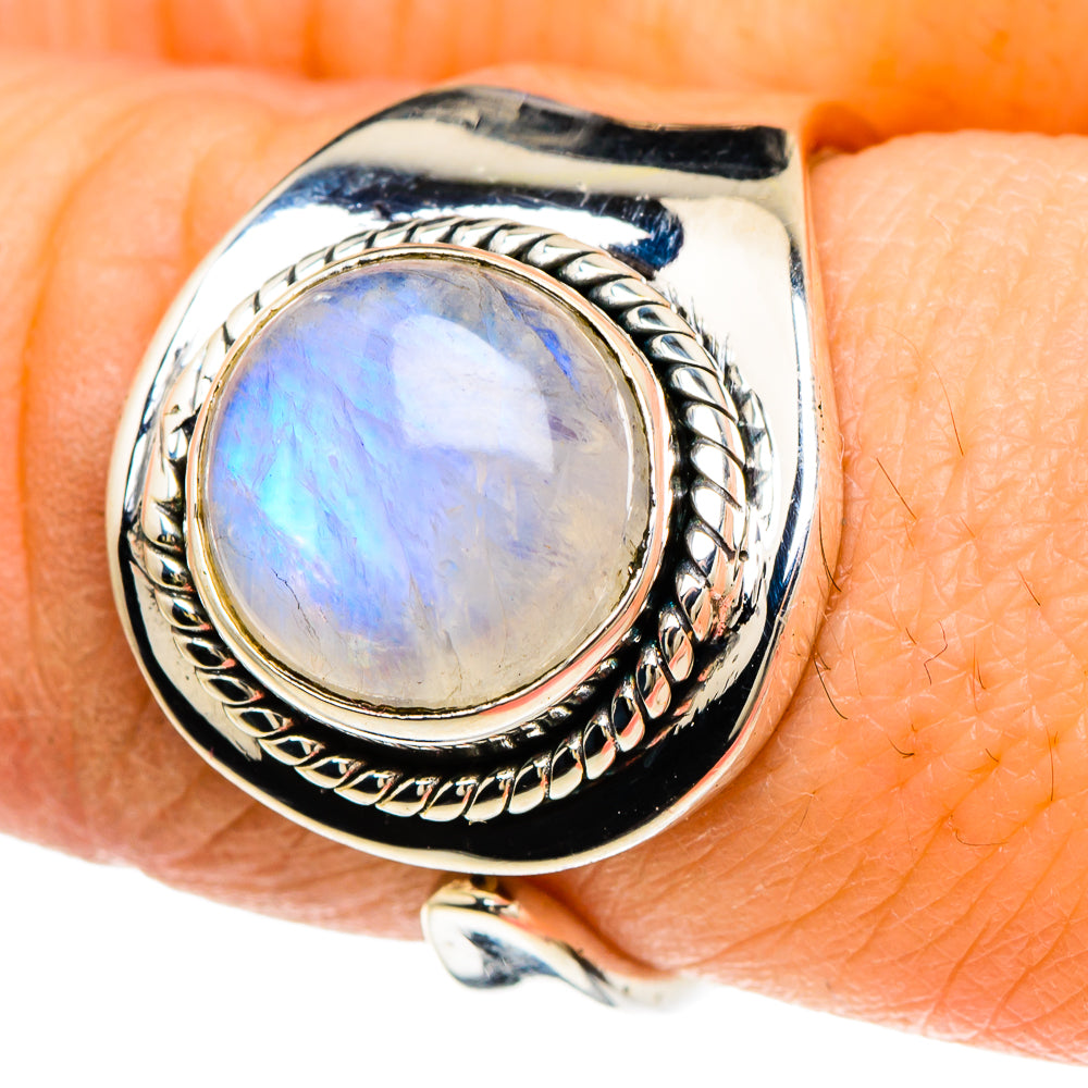 Rainbow Moonstone Rings handcrafted by Ana Silver Co - RING94096
