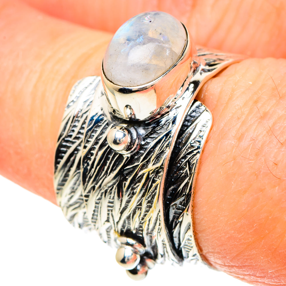 Rainbow Moonstone Rings handcrafted by Ana Silver Co - RING94097