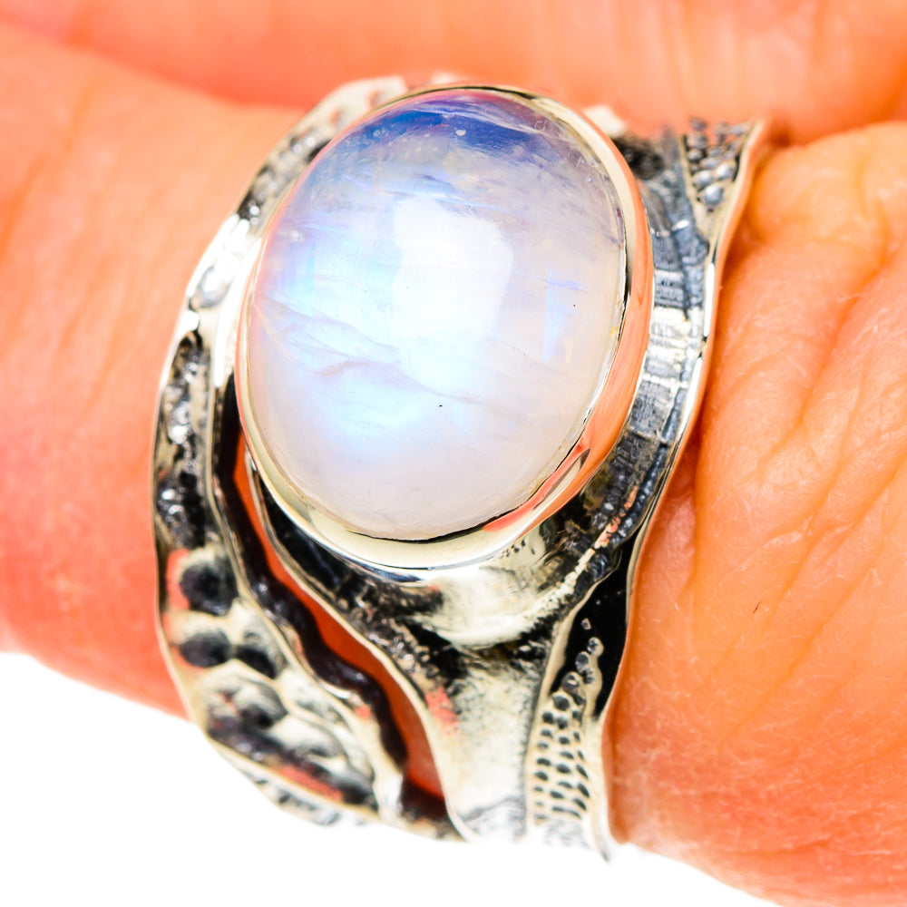 Rainbow Moonstone Rings handcrafted by Ana Silver Co - RING94098