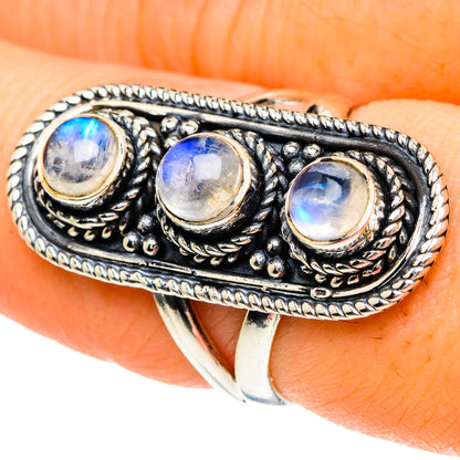 Rainbow Moonstone Rings handcrafted by Ana Silver Co - RING94099