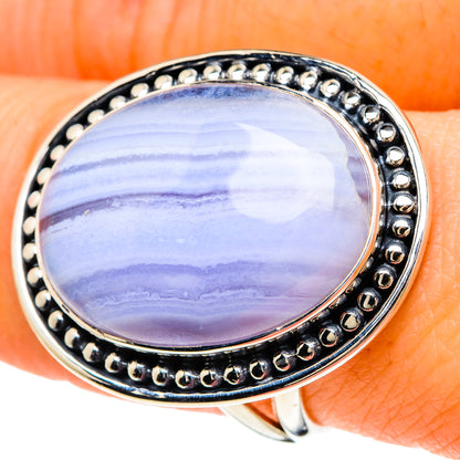 Blue Lace Agate Rings handcrafted by Ana Silver Co - RING94101