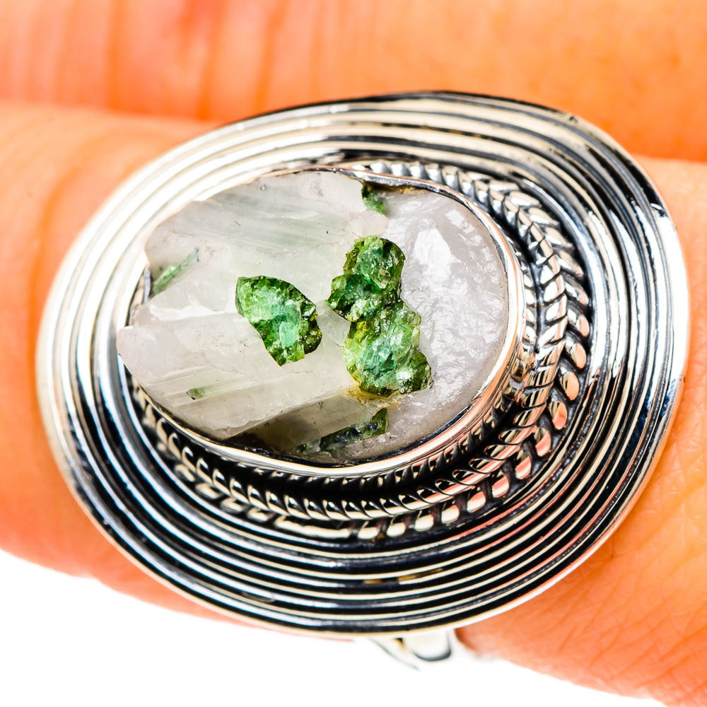 Green Tourmaline In Quartz Rings handcrafted by Ana Silver Co - RING94102