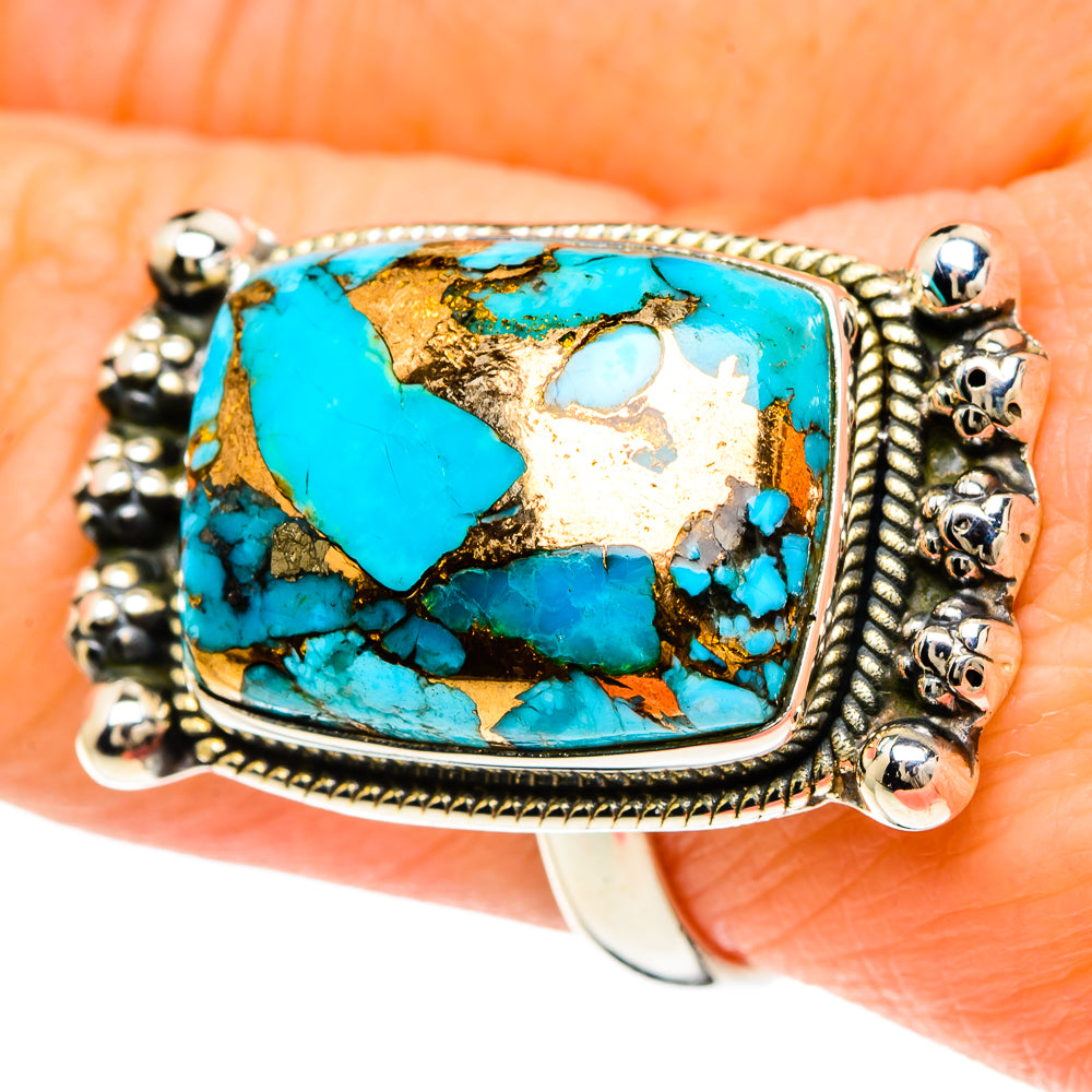 Blue Copper Composite Turquoise Rings handcrafted by Ana Silver Co - RING94115