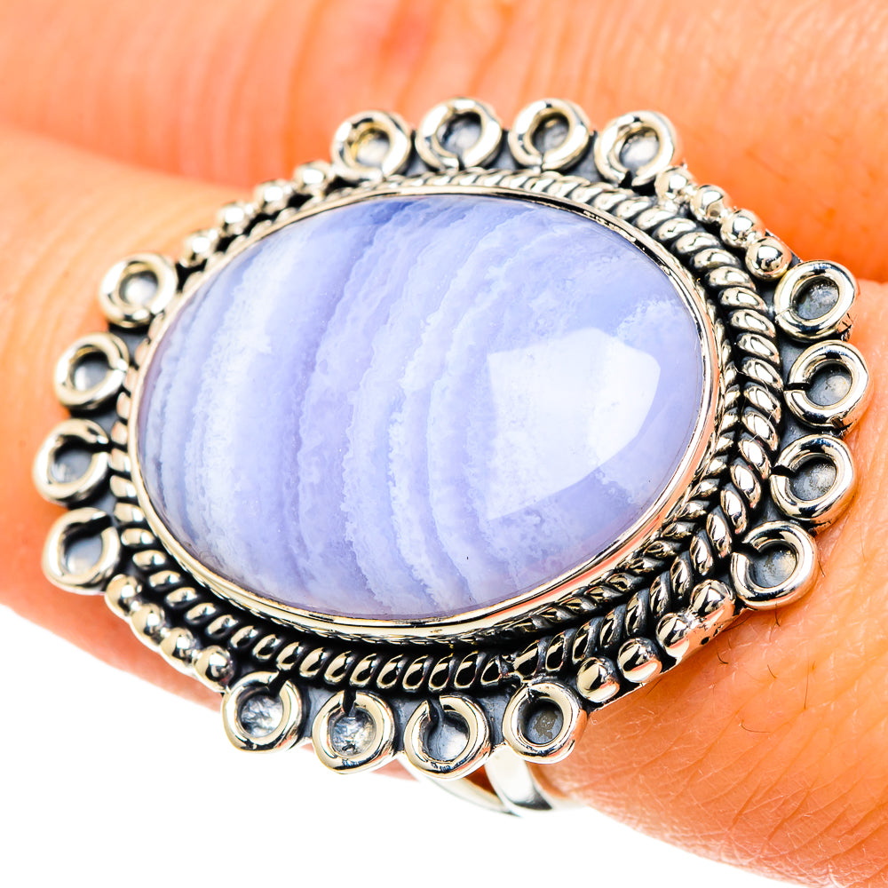 Blue Lace Agate Rings handcrafted by Ana Silver Co - RING94146