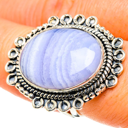 Blue Lace Agate Rings handcrafted by Ana Silver Co - RING94146