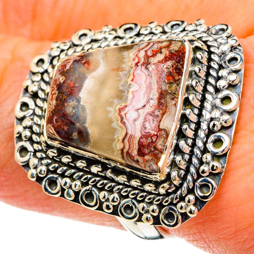 Crazy Lace Agate Rings handcrafted by Ana Silver Co - RING94173