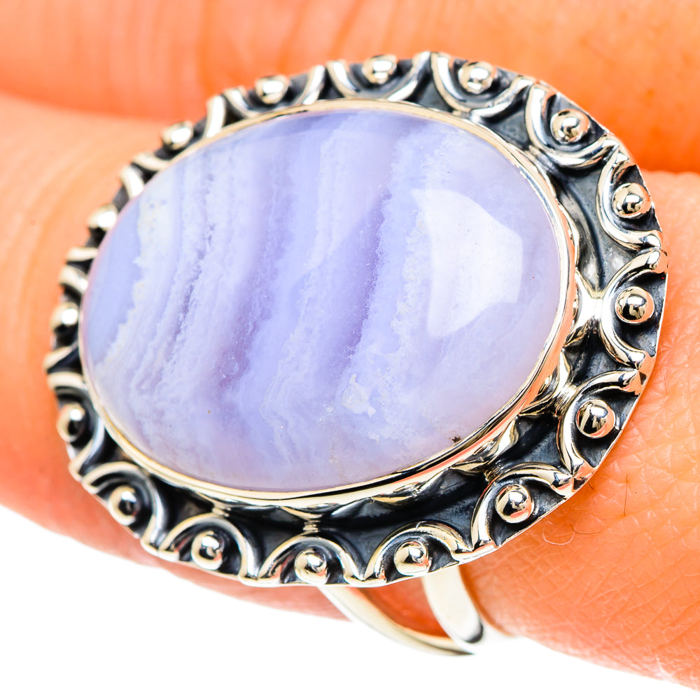 Blue Lace Agate Rings handcrafted by Ana Silver Co - RING94185