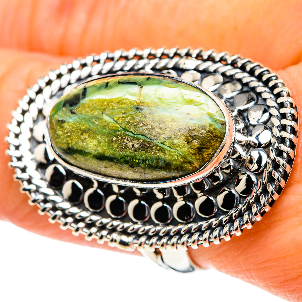 African Green Opal Rings handcrafted by Ana Silver Co - RING94204