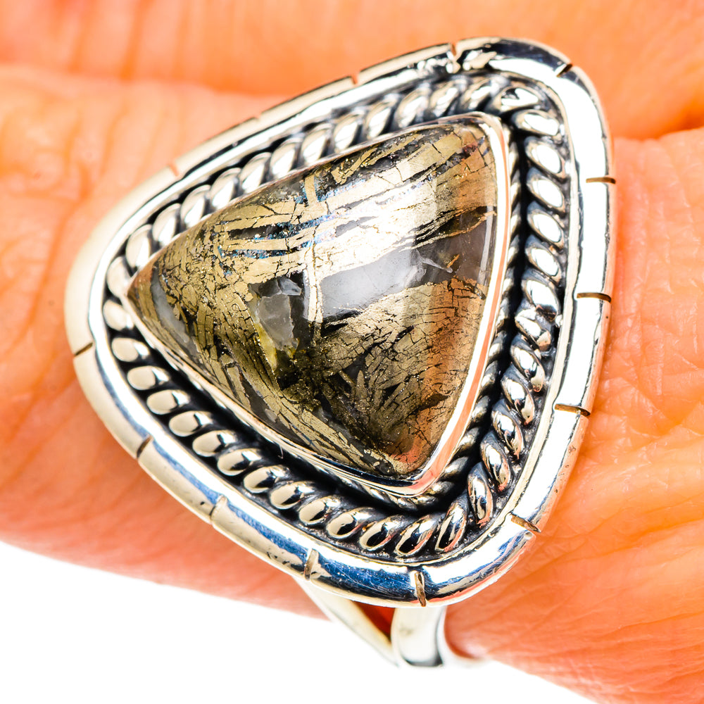 Pyrite Agate Rings handcrafted by Ana Silver Co - RING94217