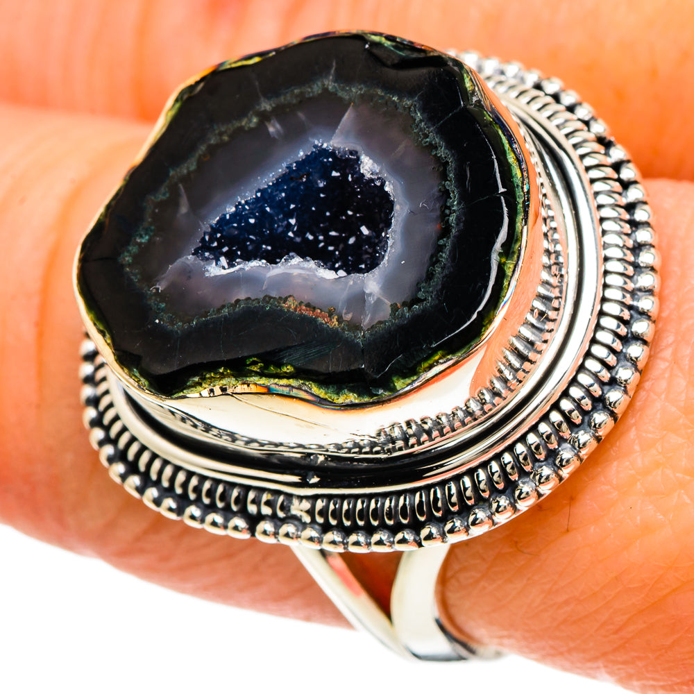 Coconut Druzy Geode Rings handcrafted by Ana Silver Co - RING94224