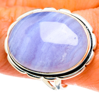 Blue Lace Agate Rings handcrafted by Ana Silver Co - RING94229