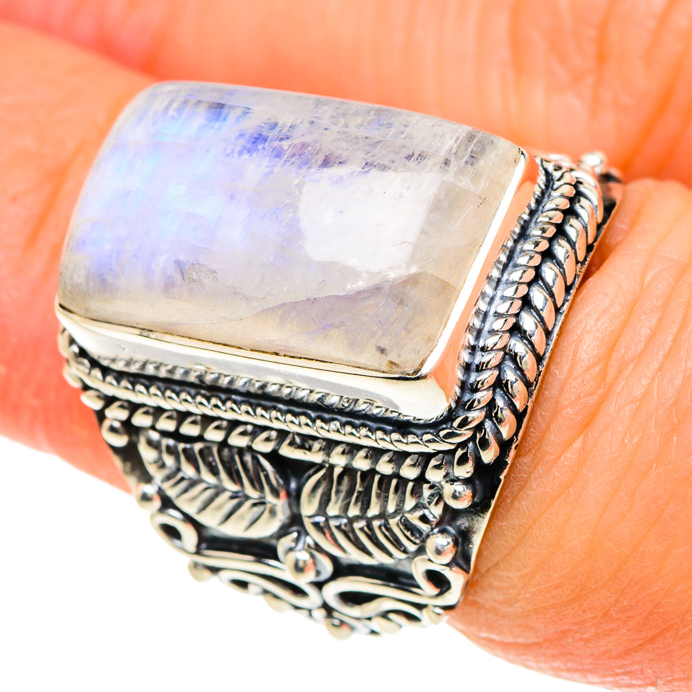 Rainbow Moonstone Rings handcrafted by Ana Silver Co - RING94231