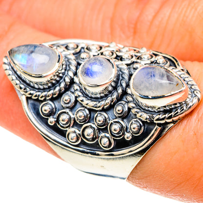 Rainbow Moonstone Rings handcrafted by Ana Silver Co - RING94232